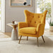 Velvet Mustard Wingback Accent Armchair With Tufting