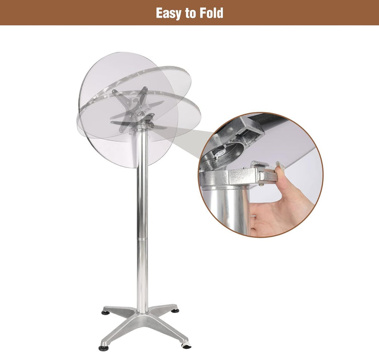 24Inch Folding Pub Table With Black HeightAdjustable