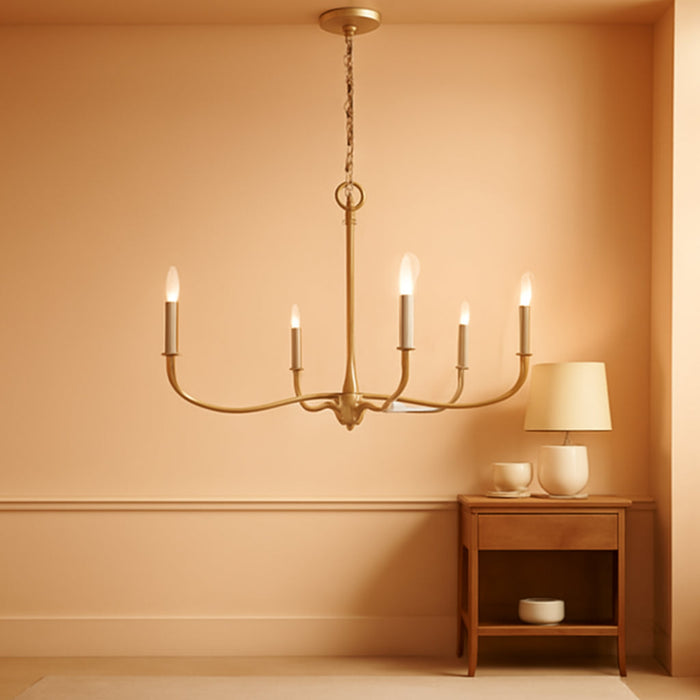 Ilia 6-Light Chandelier, Transitional Light Fixture, Brushed Gold (42 In. Dia X 18 In. H), P400464-191