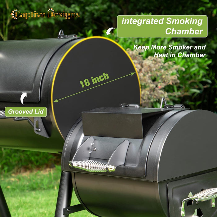 Heavy Duty Outdoor Smoker,Extra Large Cooking Area(941 Sq.In. in Total) Offset Smoker, Best Charcoal Smoker and Grill Combo for Outdoor Garden Patio and Backyard Cooking