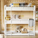 Bunk Bed, Triple Bunk Beds with 2 Ladders, Bunk Beds Twin over Twin over Twin, Metal Bed Frame with Guardrails for Bedroom, No Box Spring Needed, White
