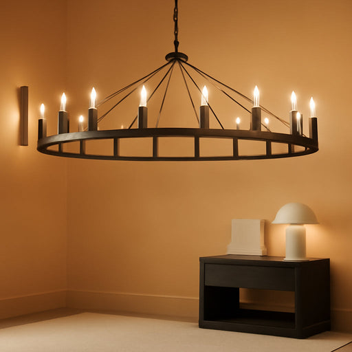 Large Black Wagon Wheel Chandelier 64 Inch,30-Light Farmhouse Wagon Wheel Chandeliers round Industrial Ceiling Light Fixtures for Outdoor Porch High Ceilings Living Dining Room Foyer Entryway
