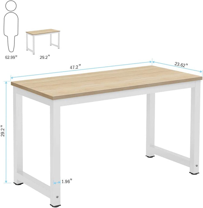 Computer Desk, 47 Inch Modern Simple Office Desk Computer Table Study Writing Desk for Home Office, Light Walnut