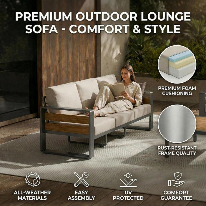 Aluminum Outdoor Patio Furniture Set with Table,7 Seat,Dark Gray