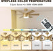 42 Inch Ceiling Fan with Lights and Remote, 6 Blade App Control Timer Reversible Stepless Brightness and Color Temperature Outdoor Wood Ceiling Fan with Lights (Gold, 42 Inch)