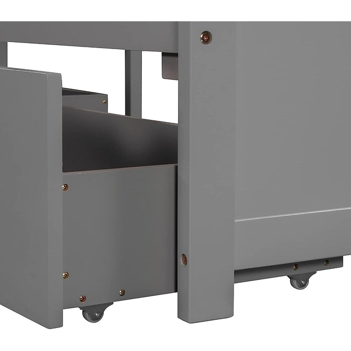 L-Shaped Twin Platform Bed with Trundle, Gray