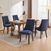 Linen Dining Chairs Set of 4,Comfy Fabric Upholstered Accent Chairs for Kitchen Living Room,Channel Tufted Dining Room Chairs with Curved Solid Wood Legs(Blue)