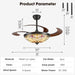 48" Tiffany Retractable Ceiling Fan with Light - (Red Dot, Black)