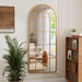 Arched Full Length Mirror 71"X30" Gold Windowpane Floor Mirror