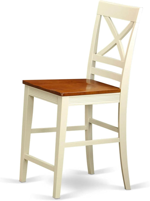 Quincy Counter Barstool-Pub Height Dining Chairs, Set of 2, Buttermilk & Cherry