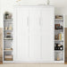 Full Murphy Bed White With BuiltInStorageShelves LED