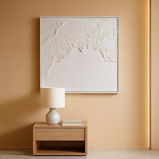 White Textured Wall Art Handmade Contemporary Modern Oil Painting on Canvas Ocean Wave Beach Abstract Painting for Living Room Bedroom Decor