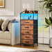 Nightstand Dresser Featuring LED Lights Rustic Brown