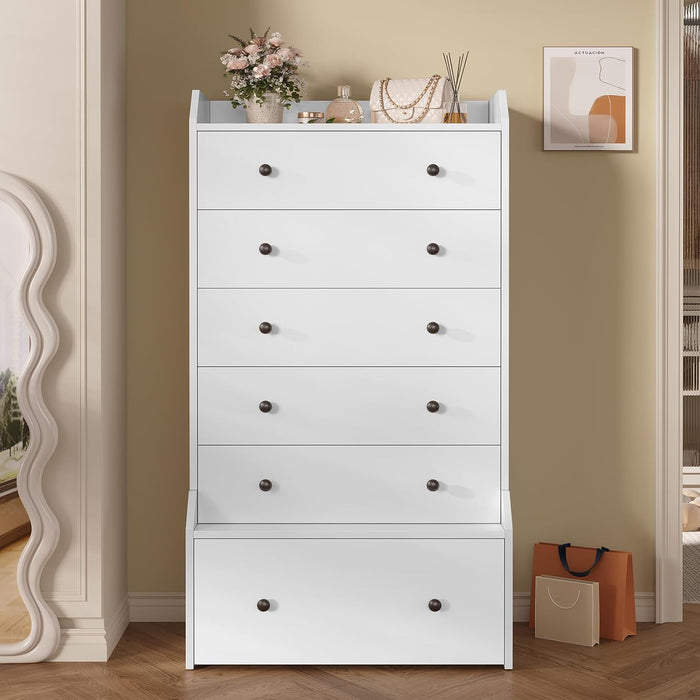 Tall 6 Drawer White Modern Dresser