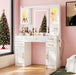 Large Vanity Desk with Mirror and Lights - 7 Drawers & 4 Cabinets Extra Storage Capacity, Makeup Vanity Table with 3-Color Adjustable LED for Bedroom (043 No Bench, 42.1 * 15.75 * 57.7In)