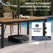 15Ft Large Patio Umbrella with Base & Solar Lights,Rectangle,Navy