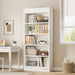 71 in Farmhouse Bookcase W/Double Fluted Design, 5 Tier Tall Bookshelf with Wooden Base, Wooden Bookshelf Rustic Vintage Book Shelf for Office Library (White, 70.8" H X 30" W X 11.9" D)
