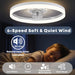 24'' Ceiling Fan with Light, Upgraded Low Profile Ceiling Fan with Light, Dimmable Flush Mount Ceiling Fan with Light, Fan Light, 6 Speeds, App & Remote Control, Quiet Fan for Bedroom, Kitchen
