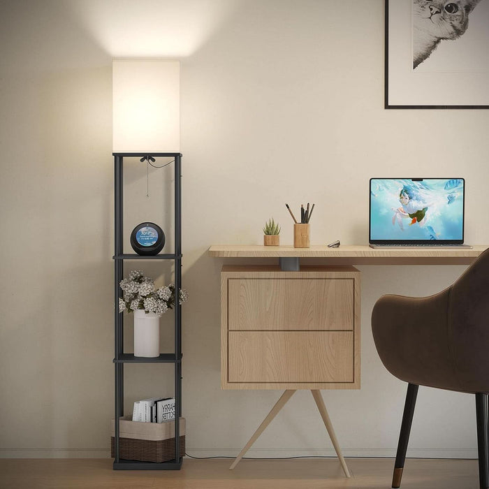 Floor Lamp with Shelves, Smart APP Control Standing Lamps with RGB Bulb, 4-Tier Dimmable Floor Lamps for Living Room, Tall Lamp for Bedroom, Office, Corner Display Bookshelf Lamp