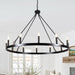 Black Wagon Wheel Chandelier 38Inch DiningRoom Industrial