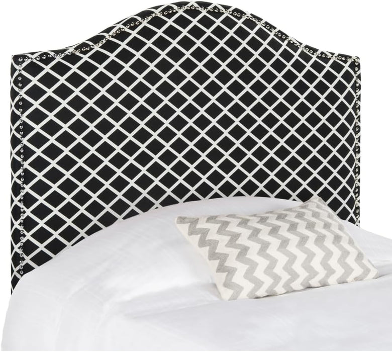 Mercer Collection Connie Black and White Lattice Silver Nailhead Headboard (Twin)
