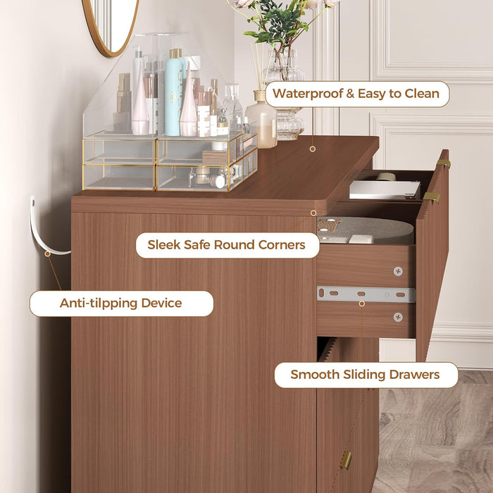 6 Drawer Dresser for Bedroom, 47.3" Wide Modern Chest of Drawers Dresser TV Stand, Wood Drawer Organizer for Living Room, Hallway