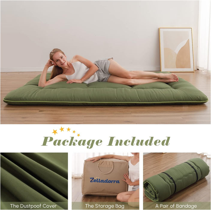 Twin Futon Mattress Portable, Roll-Up, Thick Tatami Style