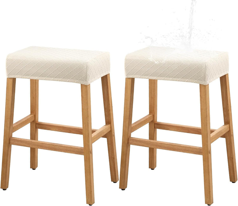 Stool Covers Rectangle - 2 Pack Stretch Waterproof Saddle Seat Cover Counter Bar Stools Bar Chairs Covers Kitchen Island Chairs Cushion Protector