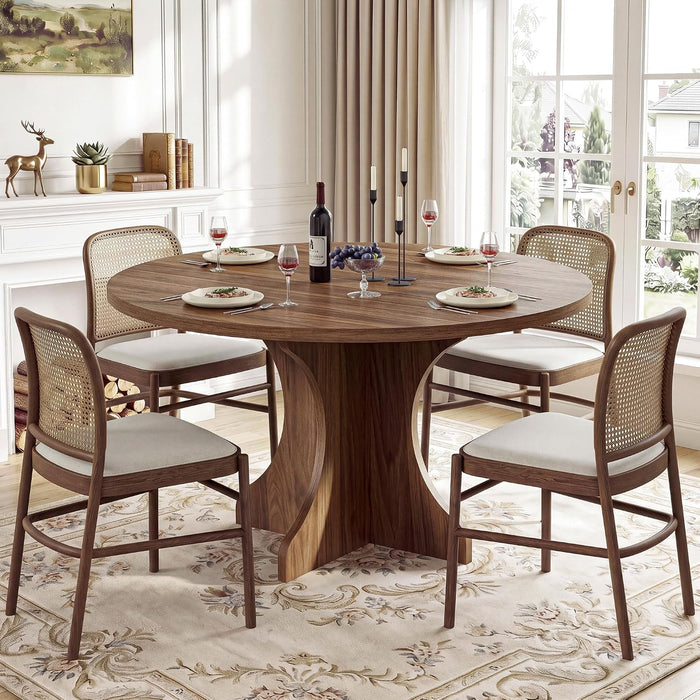47" round Dining Table for 4-6 People, Walnut