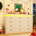 71" Wide 46" Tall Large Farmhouse 12 Drawers Dresser for Bedroom with LED Light and Power Outlets,Wood Rustic 12 Chests of Drawers for Closet,Tall Storage Dresser Organizer for Bedroom(White)