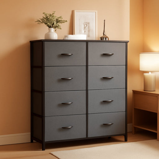 Dresser for Bedroom, Fabric Dresser with 8 Drawers,Tall Dresser,Chest of Drawers for Closet