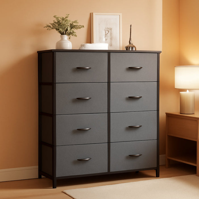 Dresser for Bedroom, Fabric Dresser with 8 Drawers,Tall Dresser,Chest of Drawers for Closet