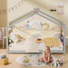 Grey 81InchLength Solid Pine TwinHouseBed Montessori