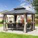 10x12 Foot Hardtop Gazebo Beige UVResistant Curtains