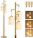 70" Wood Floor Lamp Dimmable Floor Lamps for Living Room Bedroom Mid Century Modern Floor Lamp Gold Standing Lamp Tall Lamps for Office Nursery Reading Elegant Stand up Lamp, 3 Bulbs Included