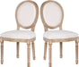 Dining Chairs Set of 2 Beige Fabric Square Back with Solid Wood Legs and Frame for French Country Kitchen Dining Room