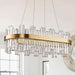 39.3" Dimmable Rectangle LED Crystal Chandeliers,Gold Chandelier Light, 3 Colors Contemporary Pendant Ceiling Light for Dining Room Living Room Kitchen Island Entryway Foyer ,With Remote Control