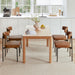 Brown Faux Leather Dining Chairs Set of 4, Armless Upholstered Kitchen Chair,Modern Dining Room Chair with Curved Backrest