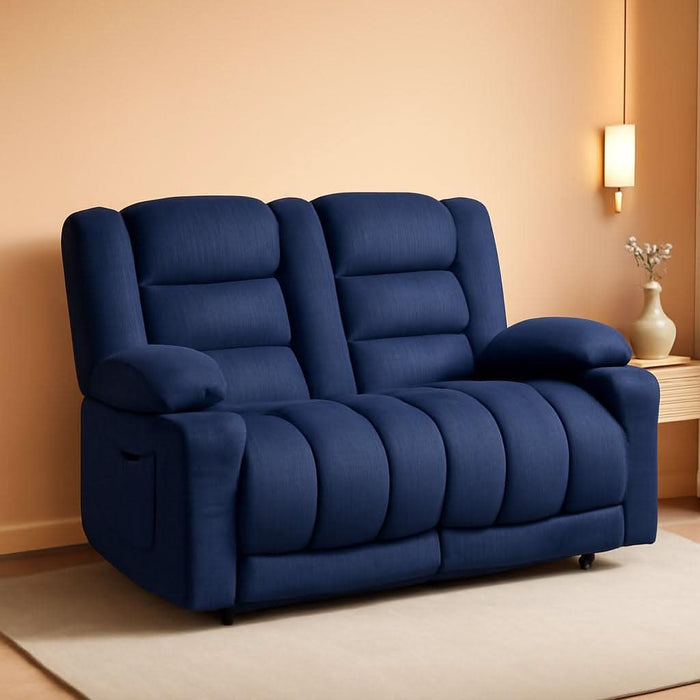 55.9" Zero Gravity Power Loveseat Recliner with Heat and Vibration Massage, Reclining Loveseat Sofa with USB Ports, Cup Holders for Living Room, Fabric PR648SET (Navy Blue)