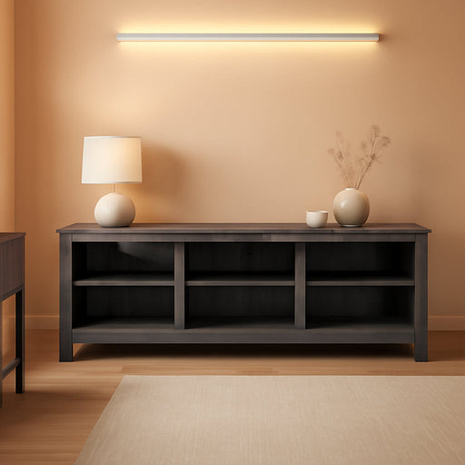 Wren Classic 6 Cubby TV Stand for Tvs up to 80 Inches, 70 Inch, Charcoal