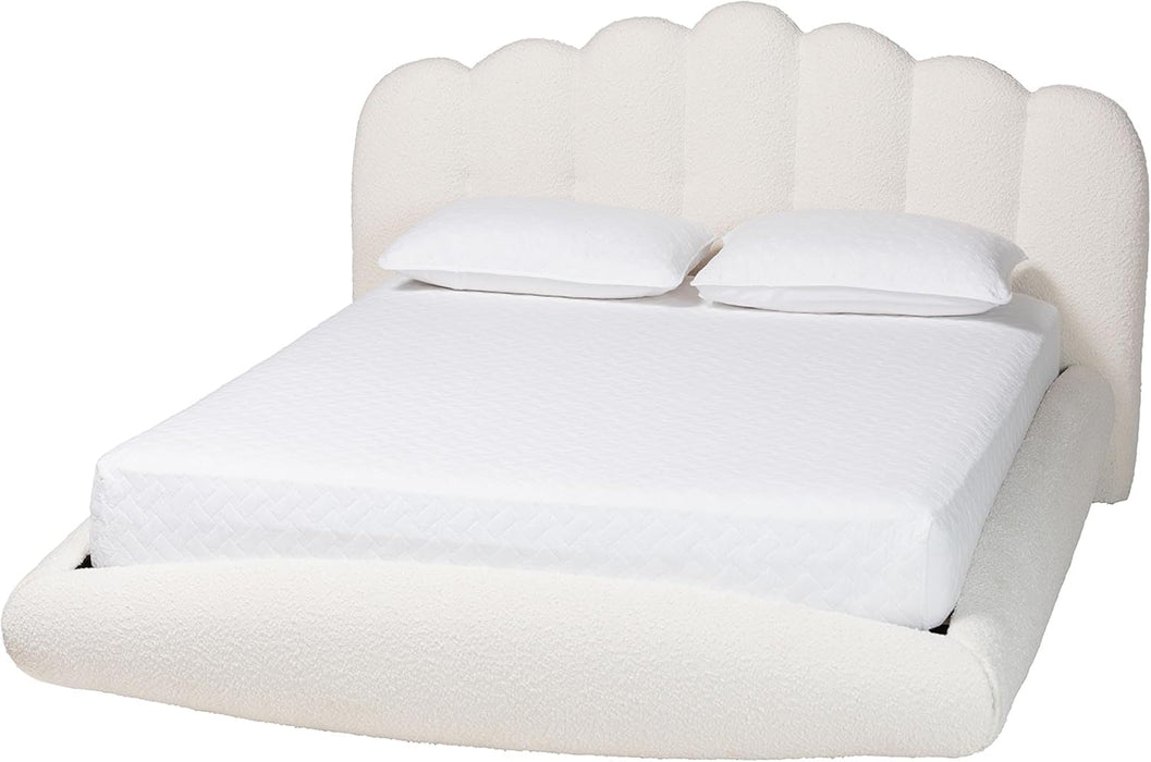 Grenier Boucle Fabric Floating Bed, King, Cream