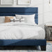Full Platform Bed Frame with Upholstered Fabric Headboard, Mattress Foundation with Strong Wooden Slats Support, No Box Spring Needed, Blue