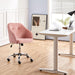 Comfy Desk Chair Cute Office Chair Pink Velvet Desk Chair Makeup Chair Vanity Chair with Back, Modern Swivel Computer Chair Accent Chair for Bedroom