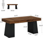 55 Inches Executive Desk, Mid-Century Modern Home Office Desk, Wood Computer Table Business Workstation Small Conference Table, Black & Brown