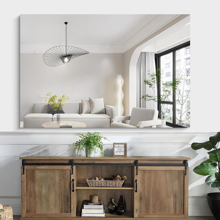 Frameless Mirror, 60"X40" Bathroom Mirror for over Sink, Upgraded Shatterproof, Large Rectangle Unframed Mirror for Wall, Bathroom, Bedroom, Living Room, Entryway, Hang Horizontal/Vertical