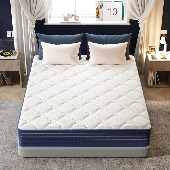 Double Mattress,12 Inch Full Mattrress with 7-Zone Hybrid Double Bed Mattresses,Pocket Sprung with Medium Firm for Body Support & Pressure Relief - 75 * 54In