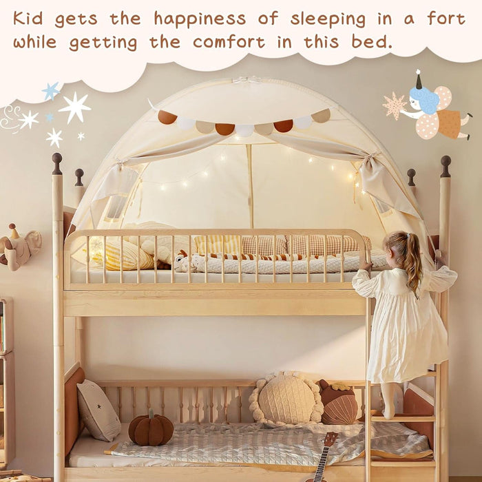 Full Size Bed Canopy Toddler Bed Tents for Kids Dream Tent on Bunk Bed Privacy Space Blackout Sleeping Playhouse Tents Indoor Portable Drafty House for Boys Girl Birthday