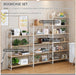 Extra Wide 6 Tiers No Assembly Book Shelves, 61.8" H Folding Bookshelf Bookcase Open Industrial Foldable Shelves for Bedroom, Living Room, Home Office - Natural White