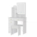 5-Drawers White Makeup Vanity Sets Dressing Table Sets with Stool, LED Lighted Mirror, Power Strip and Hair Dryer Holder