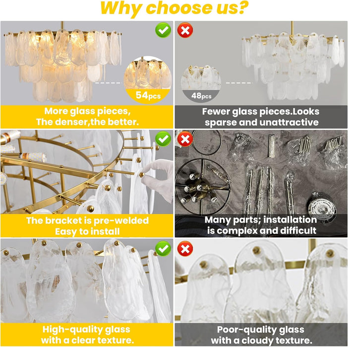 Gold Crystal Glass Chandelier 23.6 Inches Lighting